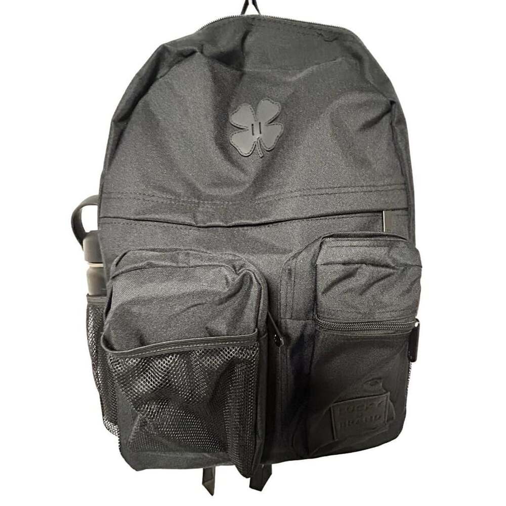 Lucky Brand Black Multi-Pocket Backpack with water bottle
